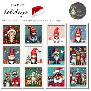 Festive cosy christmas gnome in Disguise  Holiday Card