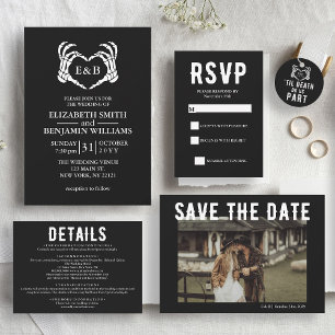 Black Gothic Skeleton Til Death Wedding Photo Save The Date
