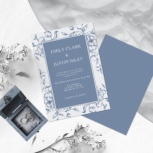 Floral Dusty Blue Elegant Save the Date Wedding Invitation