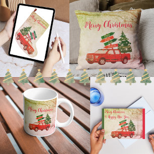 Red Truck Rustic Retro Vintage Merry Christmas Wrapping Paper