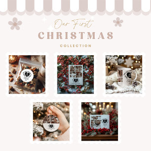 6 Photo Heart First Christmas as Mr & Mrs Ceramic Tree Decoration