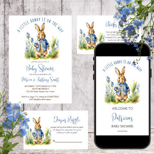 Peter rabbit dusty blue stripes baby shower custom napkin
