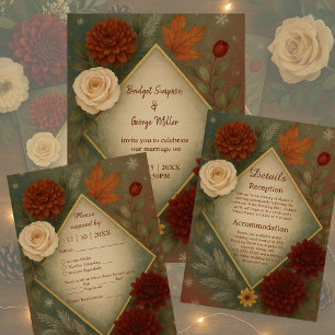 elegant autumn floral wedding enclosure card