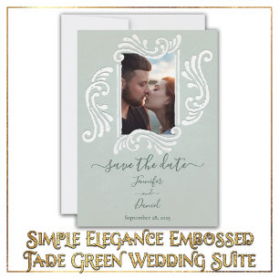 Simple Elegant Embossed Alabaster Wedding  Invitation