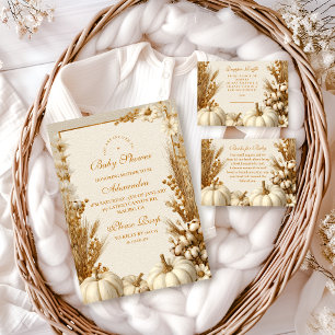 Rustic White Pumpkin Books for Baby  Enclosure Card
