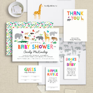 African Safari Animals Baby Shower Book Request Enclosure Card