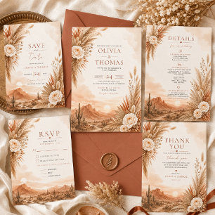 Desert Sunset Boho Wedding Details Card
