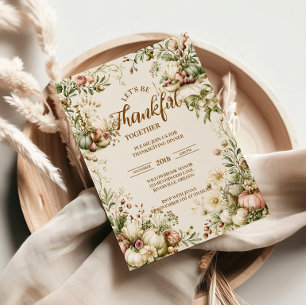 Botanical Heirloom Pumpkin Thanksgiving Invitation