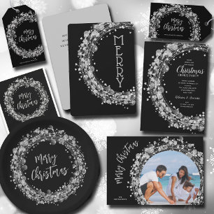 Silver Stars Merry Christmas Greeting Card