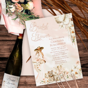 Boho Leopard   Woman Tropical Floral Bridal Shower Invitation