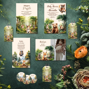 Woodland Animals Baby Shower Books for Baby Enclosure Card