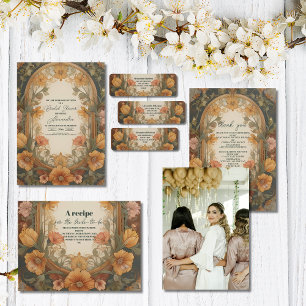 Photo Antique Floral Art Nouveau Bridal Shower Thank You Card