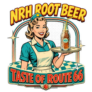 NRH Root Beer Route 66 Retro Diner Women’s V-Neck  T-Shirt