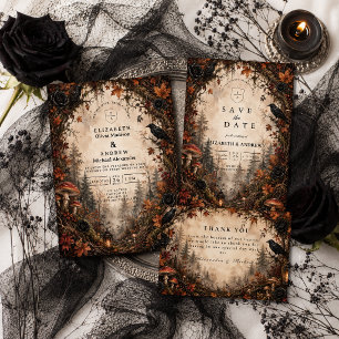 Autumn Forest Goth Wedding Save The Date