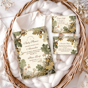 Vintage Woodland Acorns Baby Shower Invitation