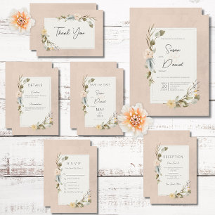 Dried Boho Floral Frame Blush Wedding Save The Date
