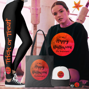 Scary Black Red Orange Full Moon Happy Halloween Holiday Postcard