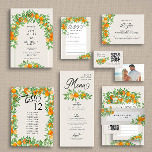 Orange Blossom Wedding Neutral Framed RSVP Card