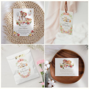Cute Woodland Animals Baby Shower Invitation