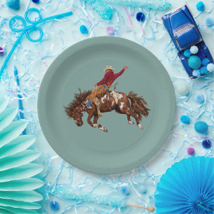 Vintage rodeo cowboy paper plate