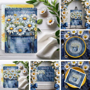 Denim Blue Jean   Daisies Baby Shower Backdrop Tapestry