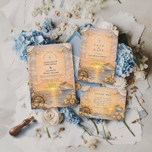 Romantic Seaside Cruise Wedding Invitation