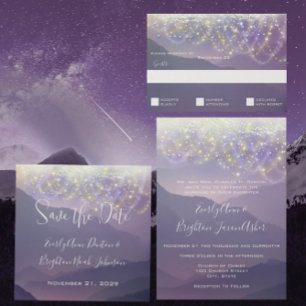 Woodsy Fairytale Millennial Pink Purple Wedding Invitation