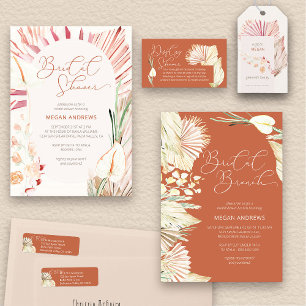 Boho Palm Dried Foliage Terracotta Bridal Brunch Invitation