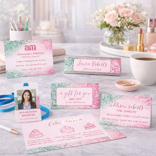 Feminine Pink Sparkle Business Card