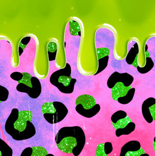 Green Slime Pink Leopard Print 00th Birthday Party Invitation