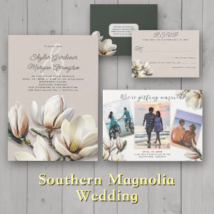 Southern Wedding Save the Date Magnolia Flowers