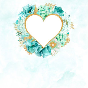 Mint Florals and Gold Foliage Wedding Invitation