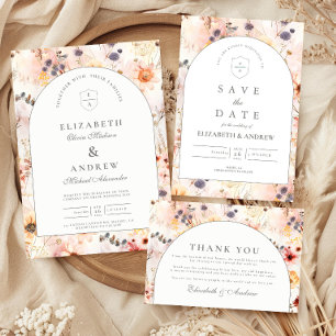 Neutral Floral Garden Wedding RSVP Card