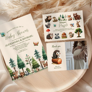 Woodland Animals Baby Shower Invitation