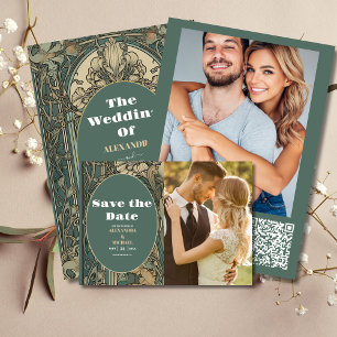 Vintage Floral Art Nouveau Wedding Invitation