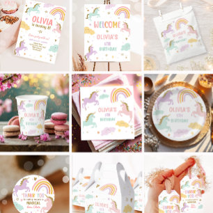 Unicorn Magical Rainbow Celebration Girl Birthday  Napkin