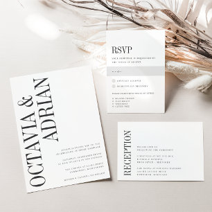 Parallel   Modern Black & White Meal Choice RSVP Card