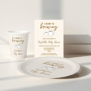 A Baby Is Brewing Baby Shower Paper Plate