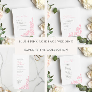 Vintage Pink Floral Rose Lace Pattern Wedding Save The Date