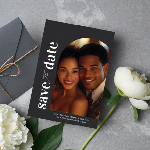 Limed Spruce Modern Arch Photo Save the Date Invitation