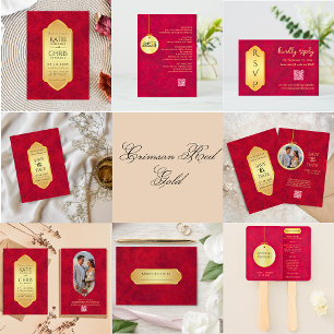 Elegant Crimson Gold luxury royal Invitation