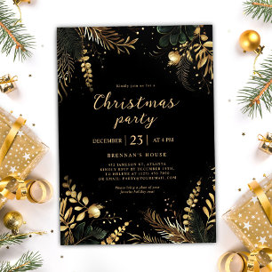 Modern Elegant Christmas Festive Gold Black Holiday Card