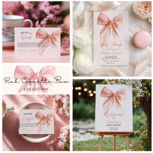 Cute Blush Pink Coquette Bow Girl Baby Shower  Invitation