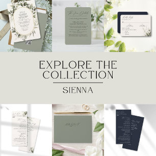 Simple Greenery Eucalyptus & Soft Peach Wedding All In One Invitation
