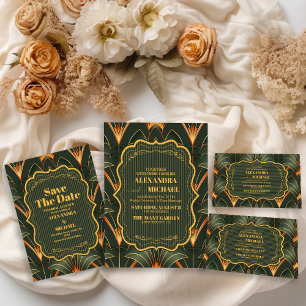 Elegant Geometric Art Deco Wedding  Invitation