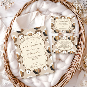 Scandinavian Safari Lion Baby Showe Diapper Raffle Enclosure Card