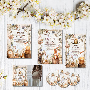 Woodland Forest Animals Baby Shower Invitation
