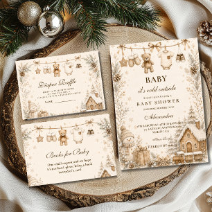 Neutral Clothesline Baby Shower Napkin