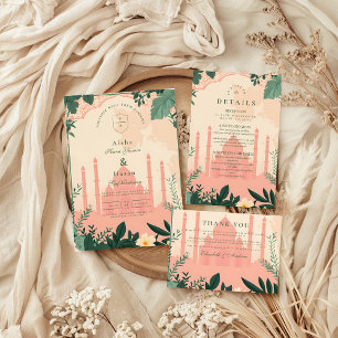 Border  Elegant Floral Islamic Wedding Invitation