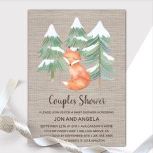 Winter Woodland Fox Sip and See Invitation